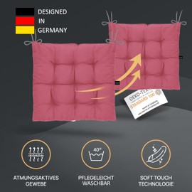 LILENO HOME Set of 6 Chair Cushions 21 Pink (40 x 40 x 6 cm) - Seat Cushions for Garden, Kitchen or Dining Room - UV-Resistant Indoor and Outdoor Chair Cushions as Chair Cushions (Linda FUM)