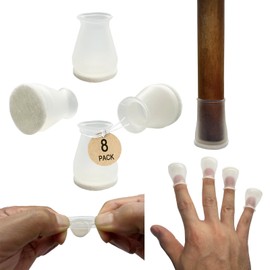 Extra Small Silicone Chair Leg Floor Protectors with Felt, FIT 19/32” to 15/16” Glide Chair Leg Caps Silicon Furniture Leg Feet Cover Bottom Slide Protect Hardwood Floors No Scratches No Noise 8 PCS