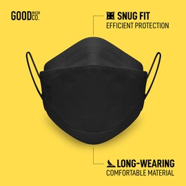 Good Mask Co. Good Comfort Adult FFP2 Face Masks, Disposable and Comfortable Face Masks (25pcs, Black)