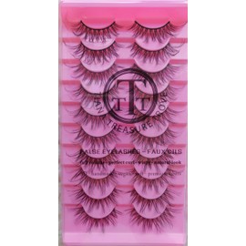 TIANA TREASURE TROVE TK-15 JULIA False Lashes Faux Mink Fake Eyelashes Mixed 10 Pairs Multipack Wispy Dramatic Volume and Length Black Reusable Natural Vegan