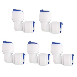 sourcing map Quick Coupling Water Filter Pipe Fittings Water Filter Connection for RO Reverse Osmosis System Angle, 1/4 Inch Pipe Outer Diameter Pack of 5