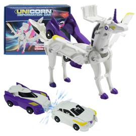 WIESSOC Unicorn Transforming Car Toy,Transforming Car Robot For Kids,Collision Transformation Cars Toy,Automatic Deformation,Magnetic Connections,Educational,Party Gift For Birthday,Christmas (Purple)