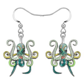 BAMAY Enamel Alloy Cute Octopus Earrings Hanging for Women Girls Dangle Octopus Gifts Jewellery Decor, Zinc, No Gemstone