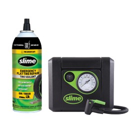 Slime 50165 Flat Tire Puncture Repair, Smart Spair Plus, Emergency Kit for Car Tires, Includes Sealant and Tire Inflator Pump, Suitable for Cars and Other Highway Vehicles, 12 Min Fix