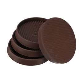 M METERXITY 4-Pack Furniture Coasters Cups, 4" Round Rubber Anti Slide Floor Protector Pads for Sofa Chair/Piano Stopper, Furniture Caster Leg Non Slip Feet Cups [Brown]