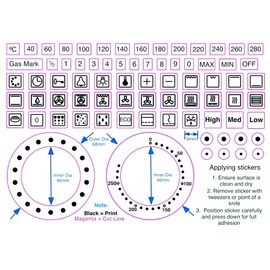 CookerStickers UK Replacement Oven Stickers. Black on Transparent PVC