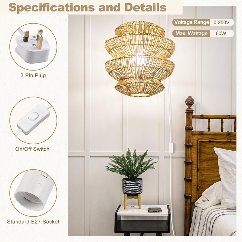 DiCUNO E27 Lampholder, Pendant Light Ceiling Lighting Fitting, Suspended Pendant