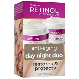 LIVAURA Retinol Crema de noche y crema de día enriquecida con vitaminas Retinol - Tu dúo de cuidado de la piel de 24 horas que trabaja día y noche par