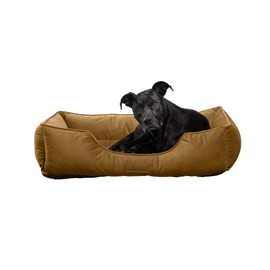 Modern Threads Luxury Dog Bed - Comfortable Tufted Velvet Cushion for Small to Large Dogs - Machine Washable - Durable & Cute Sleep Space for Pets - Pamper Your Pet with Cozy Beds - Caramel