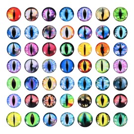 PATIKIL 16mm Dragon Eyes, 100 Pcs Round Glass Eyes Animals Crochet Eyes for Clay Doll Making Craft DIY Findings Jewelry Making, Multicolor