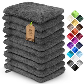 NatureMark Terry Cloth Wash Mitts, Pack of 10, Wash Cloth, 100% Cotton, 15 x 21 cm, Anthracite Grey