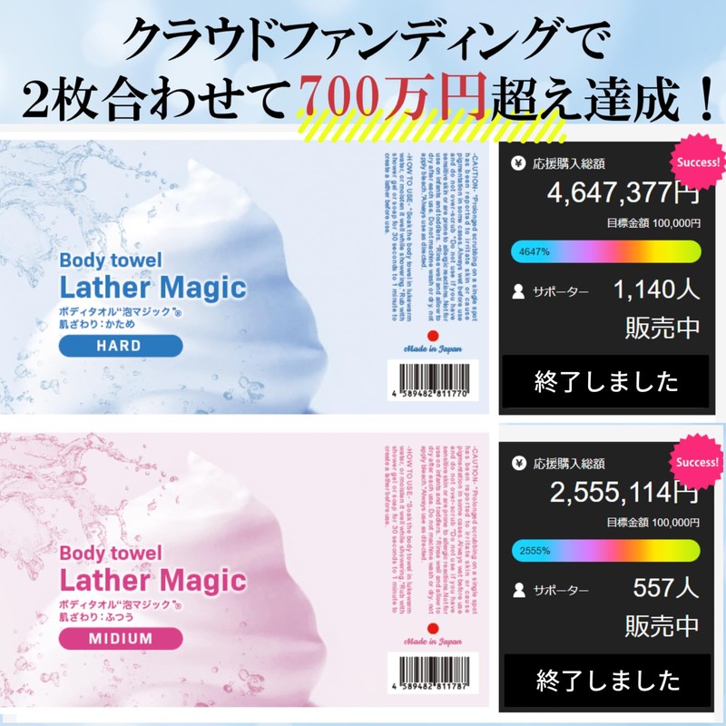 Foam Magic Body Towel, Made in Japan, Foaming Rich, Firm,