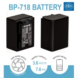 BM Premium BP-718 Battery for Canon Vixia HFR80, HFR82, HFR800, HFR70, HFR72, HFR700, HFM50, HFM52, HFM500, HFR30, HFR32, HFR300, HFR40, HFR42, HFR400, HFR50, HFR52, HFR500, HFR60, HFR62, HFR600