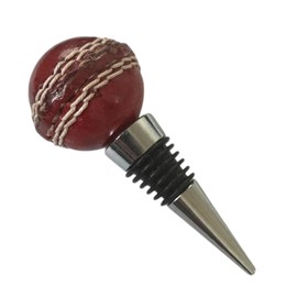 CRICKET-GIFTS - Real Leather Mini Cricket Ball Wine Stopper | Fits Bottles Up to 20mm | Cricket Wine Stopper | Preserve Wine | Silver Colour | One Stopper