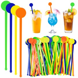 Leikedun 80 Touillette Cocktail Riutilizzabili in PS - Agitatore Cocktail Bastoncini Mescolatori Colorati 18cm per caffè, Succo, Vino, Milkshake - Plastica Alimentare Senza BPA, Multicolore