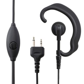 Wedge Original Earphone Microphone, Transceiver for Specific Small Power (2 Pin Straight for ICOM Alinco) Ear Hanger Type