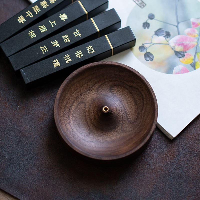 Cozioz Black Walnut Incense Holder – Solid Wood Burner with