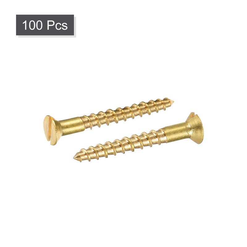 sourcing map Wood Screws M2 x 16mm Slotted Flat Head