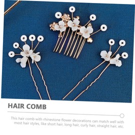 Beavorty Bridal Flower Insert Comb Pearl Rhinestone Hairpin Wedding Hair Accessories Set