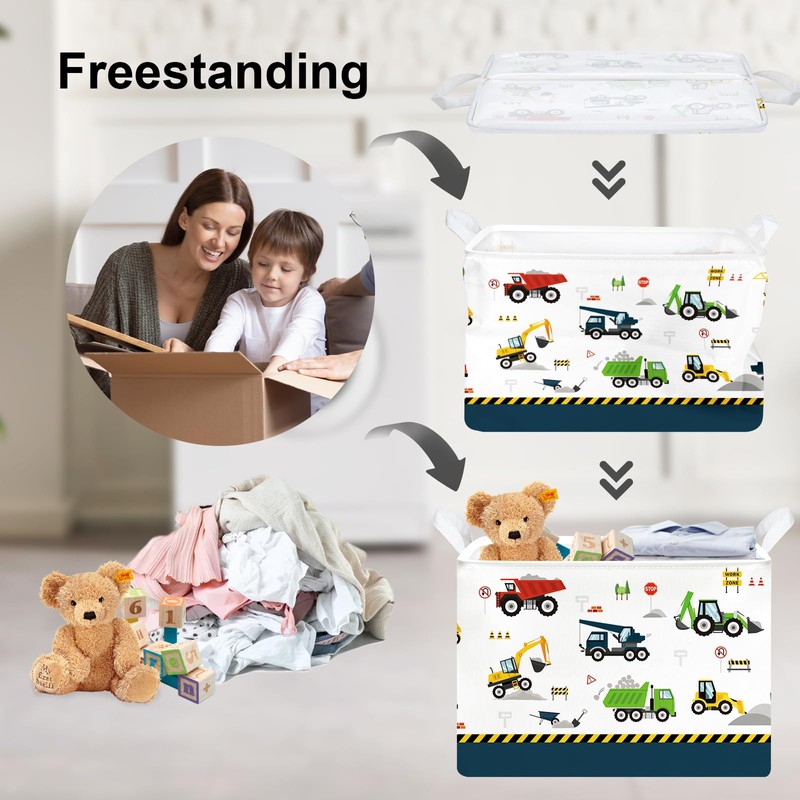 Clastyle Cartoon Construction Truck Shelf Basket Nursery Boy Room Car