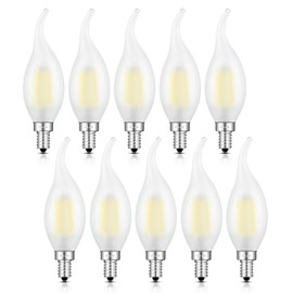 CRLight 2W 4000K LED Candelabra Bulb Daylight White Glow 10 Pack, 25W Equivalent 250LM, E12 Chandelier Dimmable LED Light Bulbs, Antique Edison C35 Frosted Glass Candle Flame Tip