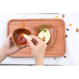 VieWood Small Wooden Bowl Set, Wood Bowls for Condiments, Dip Sauce, Nuts, Ketchup, Jam, Herb, Prep (Triangle)