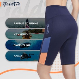 GoldFin Wetsuit Shorts for Women, 2mm Neoprene Short Wetsuit for Water Sports Surfing Diving Swimming Kayaking