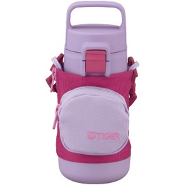 MTA-A035VL Tiger Water Bottle, 11.8 fl oz (350 ml), Empty Handle, Multi-Pocket Bottle, For Girls, Boys, One Touch, Easy to Wash, Wide Mouth, Handle Included, Sustainable, Recycled Material,