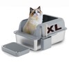 RUBLELITIE Stainless Steel Cat Litter Box Semi-Enclosed High Sides with