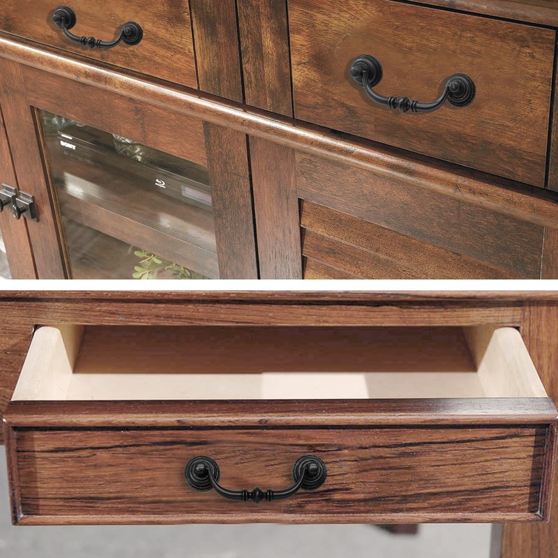 Uenhoy 6 Pack Black Bail Handle Drop Pulls 89mm/3.5" Hole