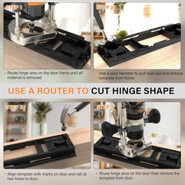 Door Hinge Mortise Template Jig Kit, Adjustable Hinge Router Template, for 8 Hinge Sizes from 2-1/2 to 6 Inch, for 5 Door Thicknesses from 1-3/8 to 2-1/2 Inch