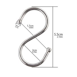 Yunox Stainless Steel S Hook Mini (Set of 10) S Can Hanging Small Items Hanging, Shedding Prevention, Load Capacity: Approx. 11.0 lbs (5 kg)