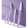 Portable Eyebrow Grooming Set: Scissors & Razor Portable Eyebrow Grooming Set (Violet) 3ea