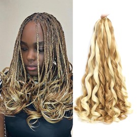 French Curly Braiding Hair 12 Inch 8 Packs - Pre Stretched Bouncy Braiding Hair- Loose Wavy Braiding Hair Synthetic Hair Extensions For Black Women (12 inch 8 packs 27/613)