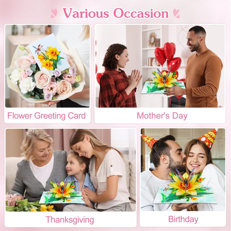 D4DREAM Dragonfly Gifts for Women - Daffodils Flower Dragonfly Pop