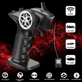 aneegfpv 2.4GHz RC Transmitter 4CH RC Remote Control and Receiver Digital Radio Transmitter for 1/8 1/10 1/16 1/32 RC Car Boat Tank Crawler (GA-4H-TX)