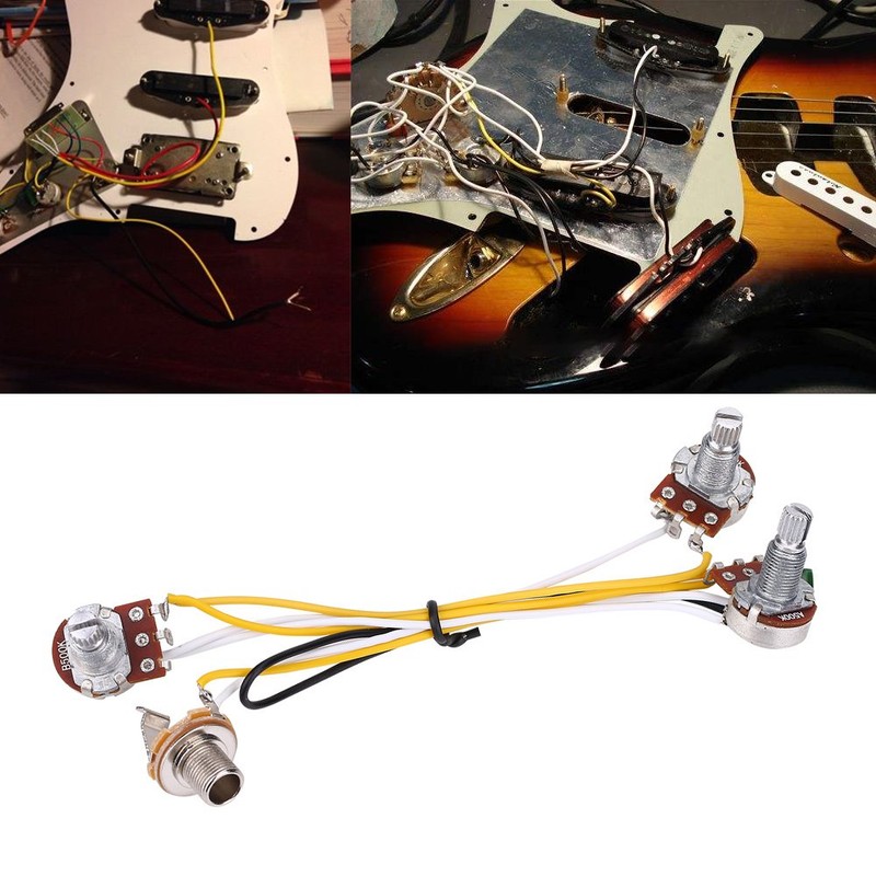 Guitar Wiring Hareness Set, 500K Pots Control Knobs 3-Way Switch