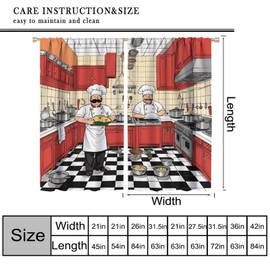 Modern Chef Kitchen Curtain Modern Cartoon Funny Chef Kitchen Decor Window Treatment for Bedroom Living Room Window Drapes 42" W X 45" L