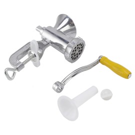 Meat Grinder Small Aluminum Alloy Composite Wood Incisive Blade Silver Manual Meat Stuffer Sausage Maker for Beef Pork