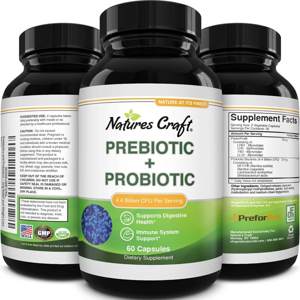 Prebiotics and Probiotics Gut Health Supplement - Acidophilus Probiotic Capsules Colon Cleanser & Detox - Pre and Probiotics for Leaky Gut Repair Bloating Relief
