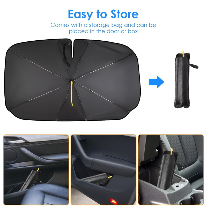 Qoosea Car Sun Protection Windscreen 360° Rotation Foldable Parasols Car