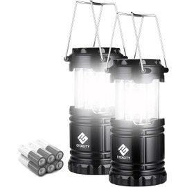 Etekcity Lantern Camping Essentials Lights, Led Flashlight for Power Outages, Survival Gear and Supplies for Emergency, Hurricane Preparedness Items , Battery Operated Lamp, 2 Pack, Black