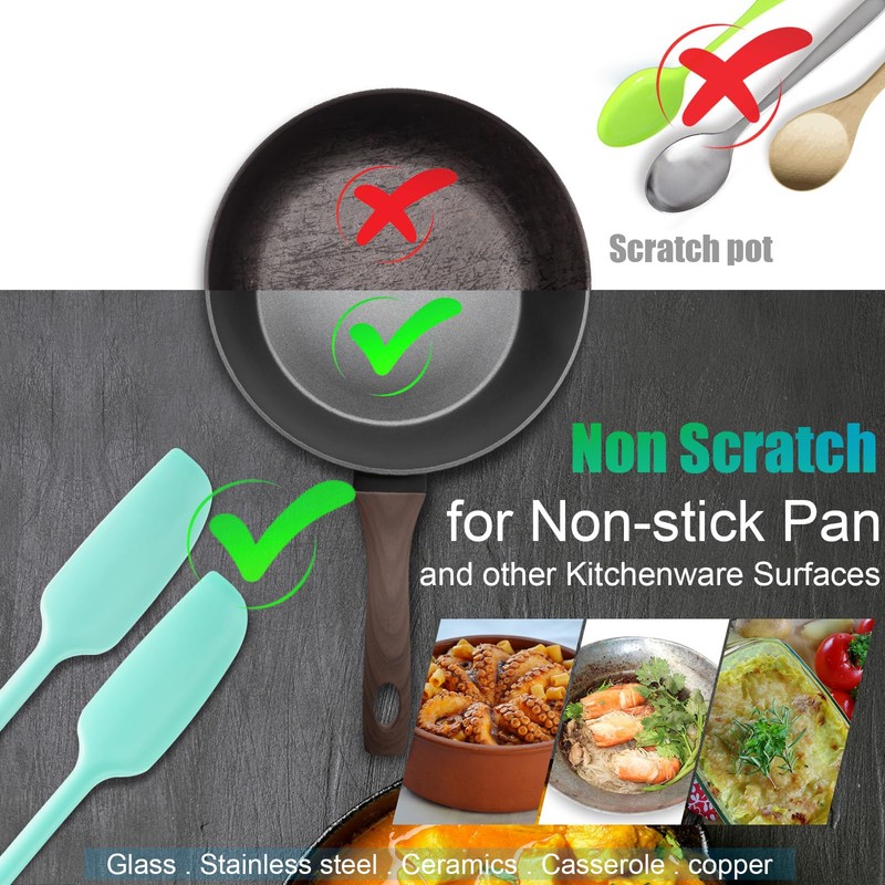 Patelai Long Handle Silicone Jar Spatula Non-Stick Rubber Scraper Heat