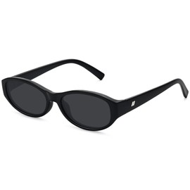 Fozono Retro Narrow Oval Sunglasses for Women Trendy Small Vintage Sun Glasses UV Protection FZN824 Black Frame/Gray Lens