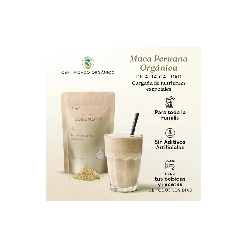 Seremony Maca Peruana Orgánica Vegana En Polvo 200 Grs Sabor