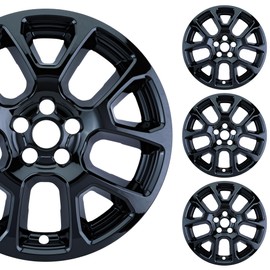 PACRIM 18" Gloss Black Wheel Skin Set Made for Jeep Compass Latitude LUX (2022-2024) | Durable ABS Plastic Cover Hubcap | Fits Directly Over OEM Wheel