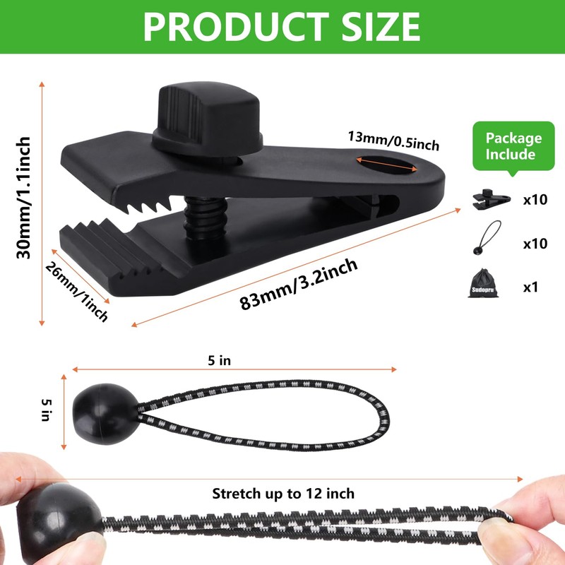 Tarp Clips Heavy Duty Lock Grip, 20 Pack Tarp Clamps