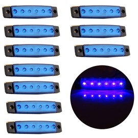ECCPP 10 Pcs 3/8" 6 LED Truck Bus Boat Trailer Side Marker Indicators Light Lamp Blue