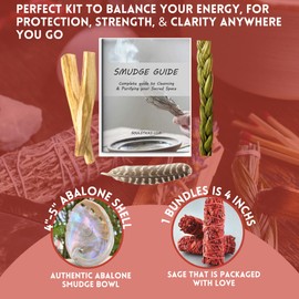 Ancient VEDA Sage Smudge Kit | Dragon's Blood Sage, Sweetgrass, & Palo Santo Sticks Smudging Kit for Meditation, Yoga, Reiki, Home Cleansing, & Aromatherapy (Healer's Kit, Dragons Blood Sage)