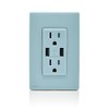 Leviton Renu USB Charger/Tamper-Resistant Duplex Outlet, 15A-125VAC, RUAA1-SE, Sea Spray
